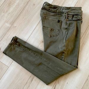 Buffalo David Bitton Pants Womens Sz 29/8 Green Hope Medium Rise Ankle Grazer